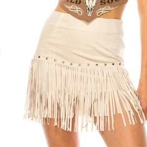NEW FORNIA IVORY Fringed Mini Skirt SZ M NEW WITH TAGS SO VERY SOFT